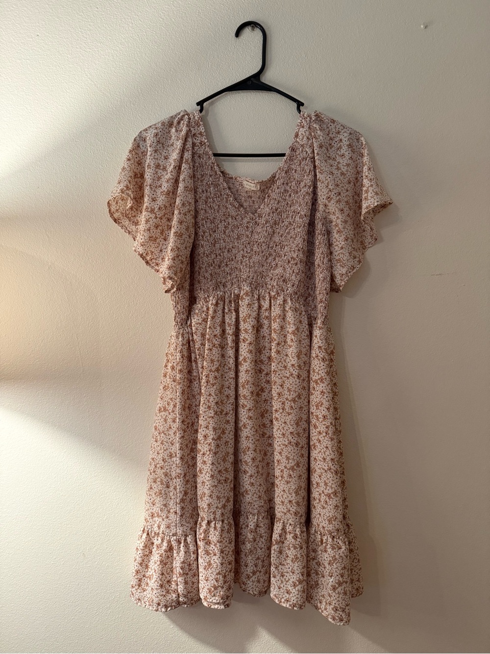 JODIFL Cream Midi Dress with Pink Floral Print